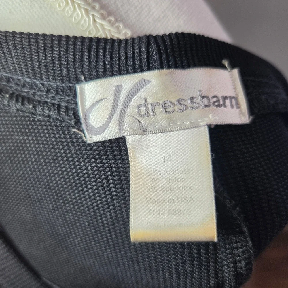 Dressbarn Womens Vintage Black Ribbed Knit Short Sleeve Sheath Dress Size 14‎